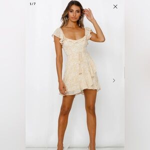 Hello Molly  Yellow/ gold  Flutter Sleeve Mini Dress